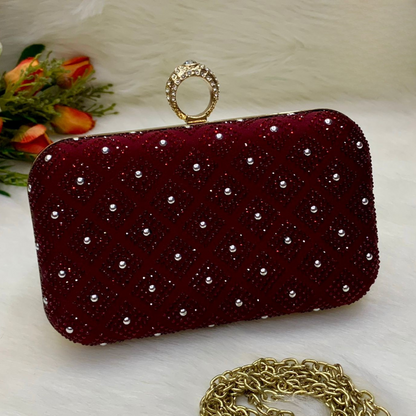 Luxury Stylish & Unique Clutch With Long chain