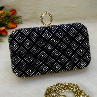 Luxury Stylish & Unique Clutch With Long chain