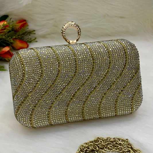 Luxury Stylish & Unique Clutch With Long Chain