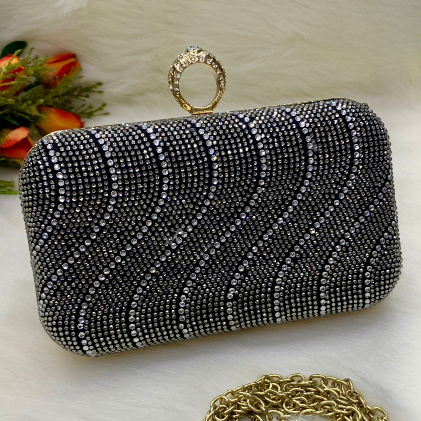 Luxury Stylish & Unique Clutch With Long Chain